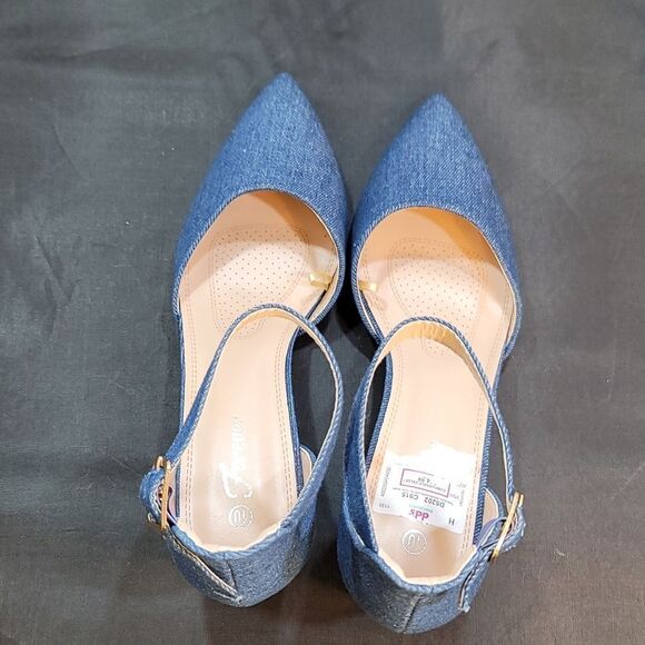 BRAND NEW WOMEN'S POINTED TOE ANKLE STRAP BUCKLE CHUNKY BLOCK HEEL SANDAL - Picture 6 of 15